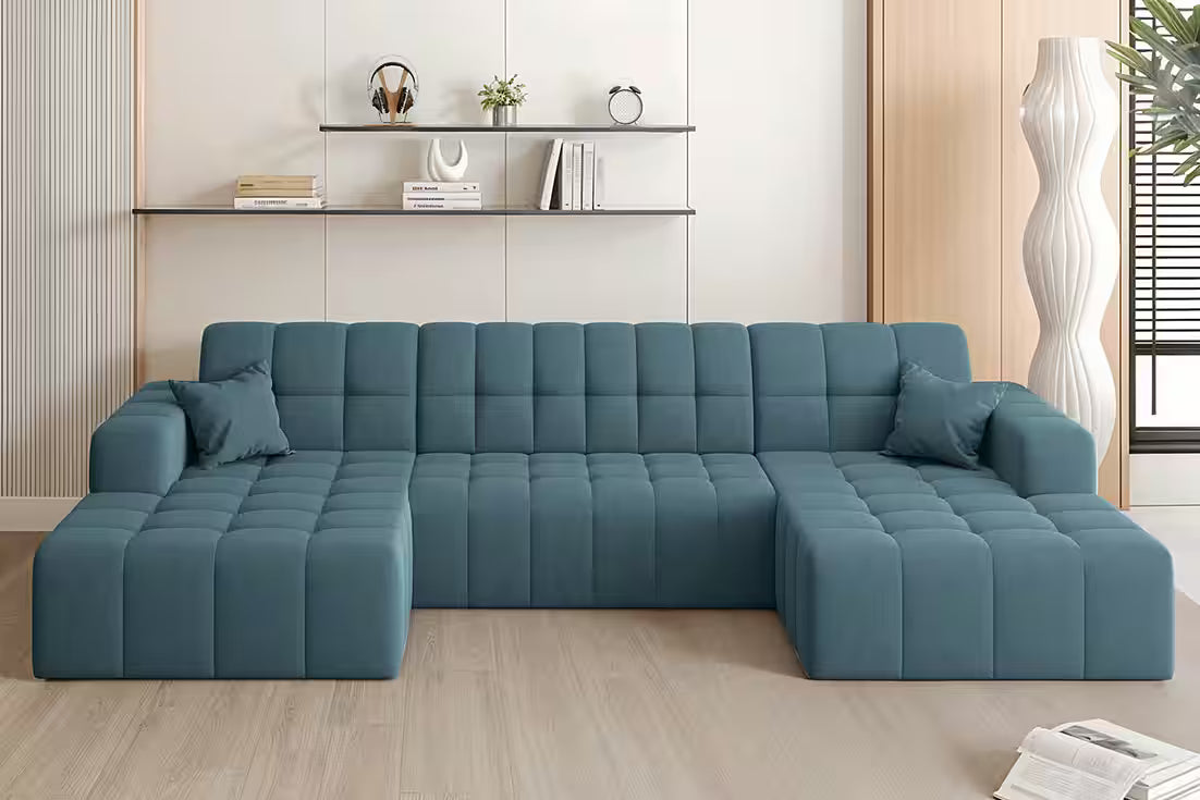 Sofa Wohnlandschaft Nova in Samtvelours, 350 cm Breite
