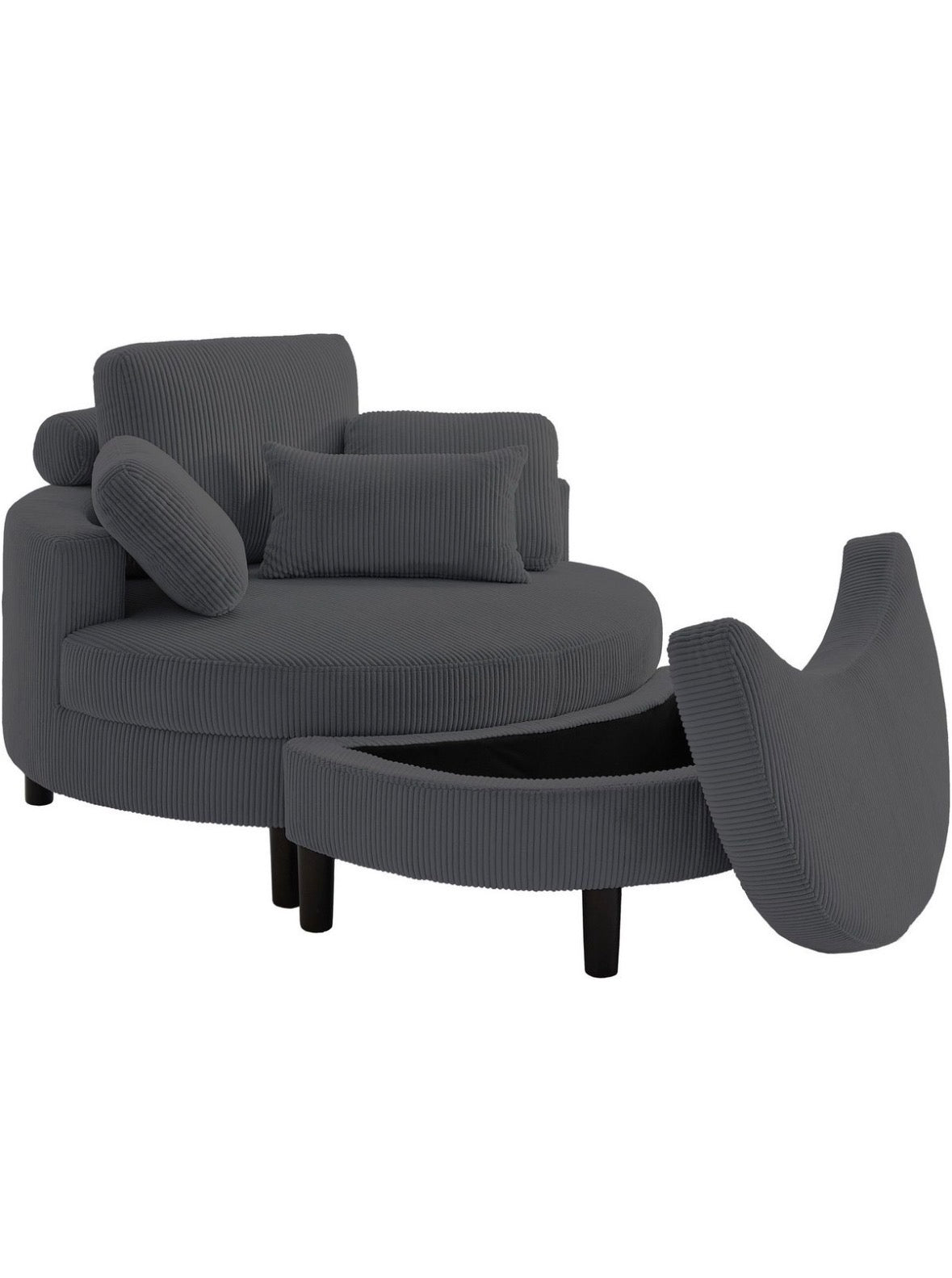 Loveseat / Relaxliege in Cord Anthrazit - POLSTEROASE