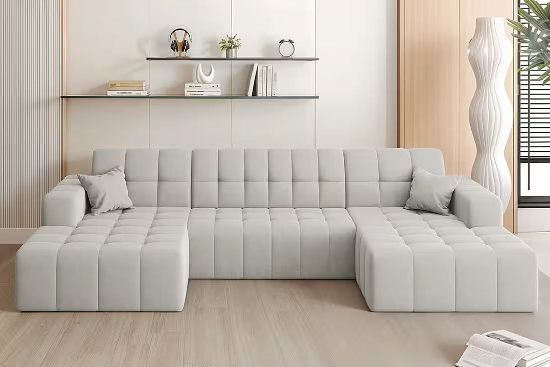 Sofa Wohnlandschaft Nova in Samtvelours, 350 cm Breite