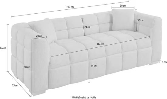 3-Sitzer in Bouclé, 190 cm Breite