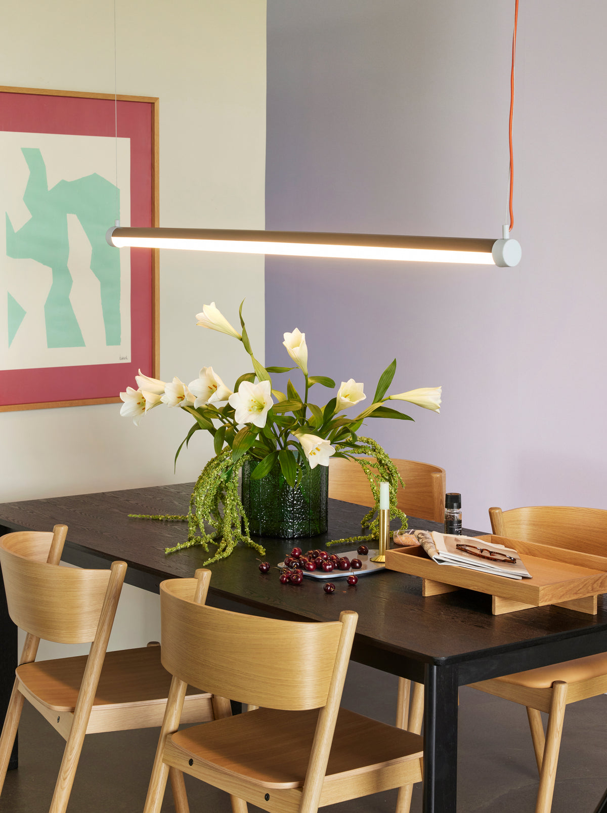 Interplay Pendelleuchte L 152 cm Braun/Blau/Orange