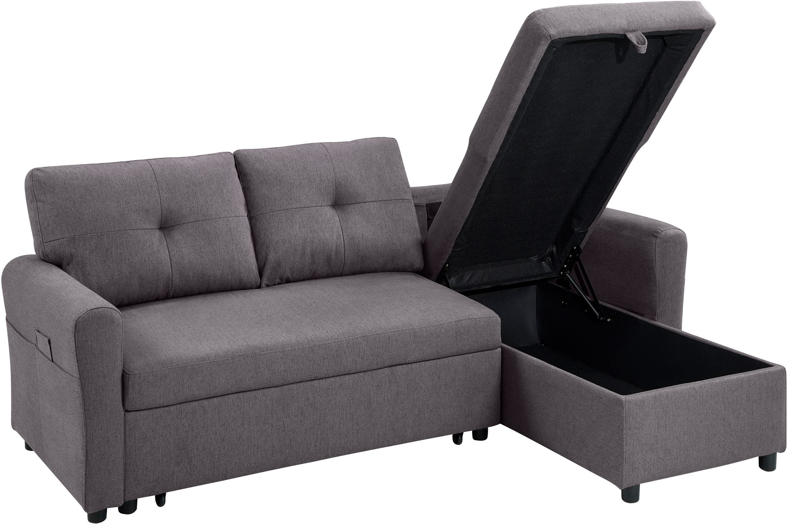 Ecksofa mit Schlaffunktion und Bettkasten, 199 cm Breite