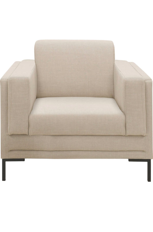 Designer Sessel + Hocker von WJ in Webstoff Beige - POLSTEROASE