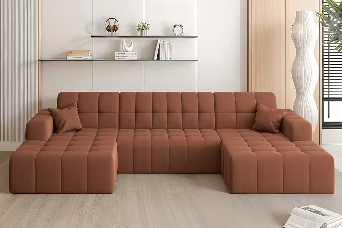 Sofa Wohnlandschaft Nova in Samtvelours, 350 cm Breite