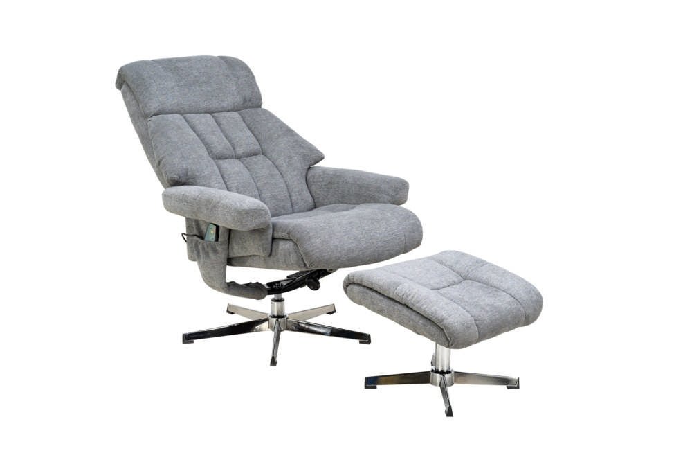 Elektrischer TV Drehsessel Sessel mit Massage + Wärme und Hocker - POLSTEROASE