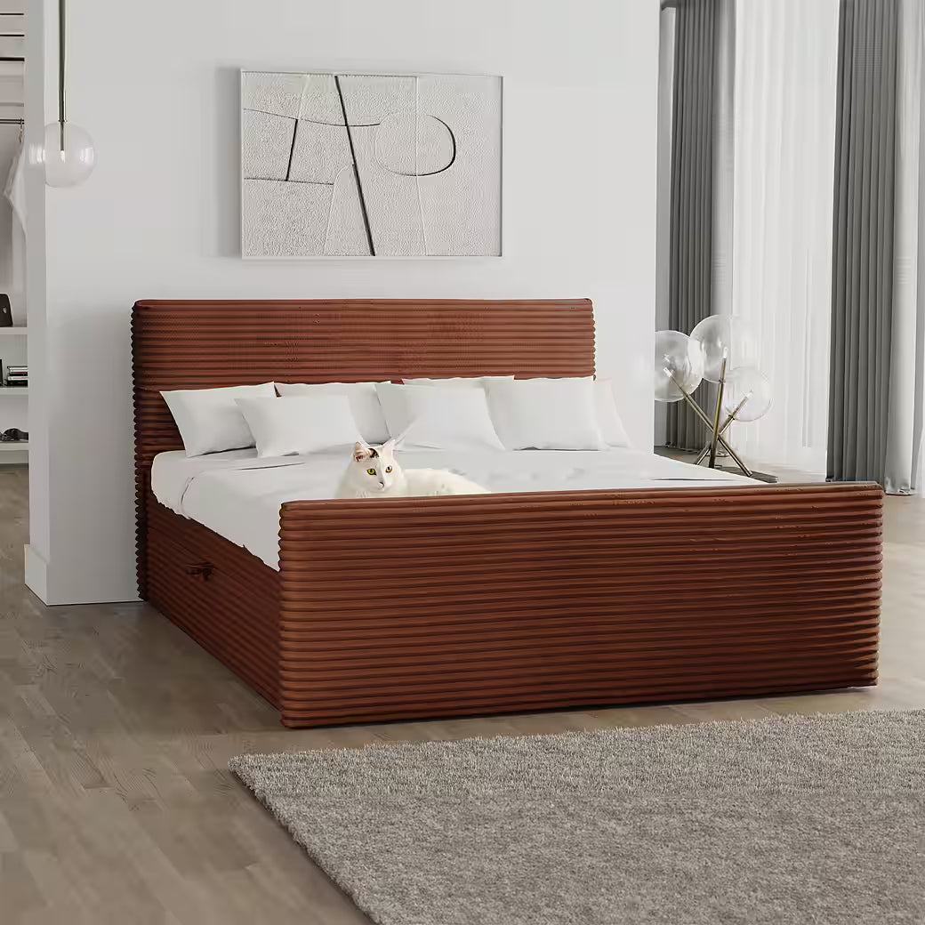 Boxspringbett Trento 120x200 cm mit Bettkasten, Topper und Bonellmatratze in Breitcord