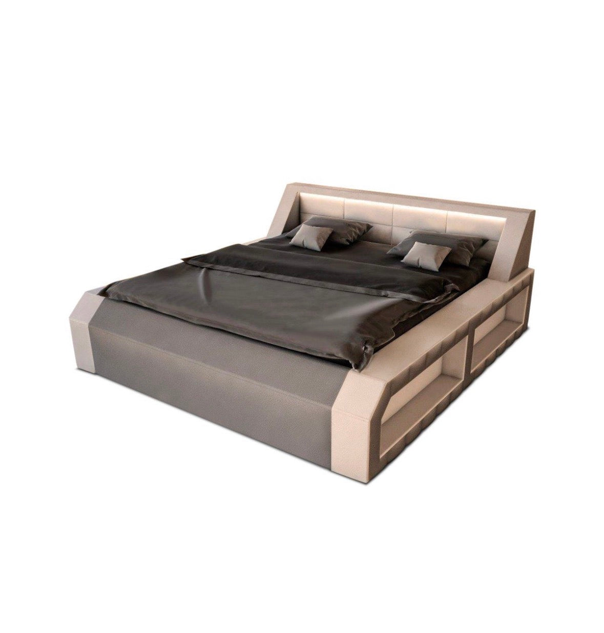 Boxspringbett - 200x200cm mit LED + Matratze | PolsterOase