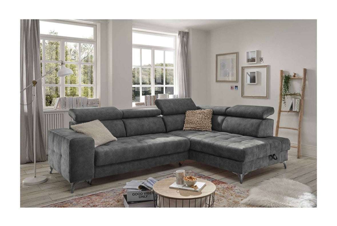 Elektrisches Ecksofa in Samt, 282cm Breite | PolsterOase