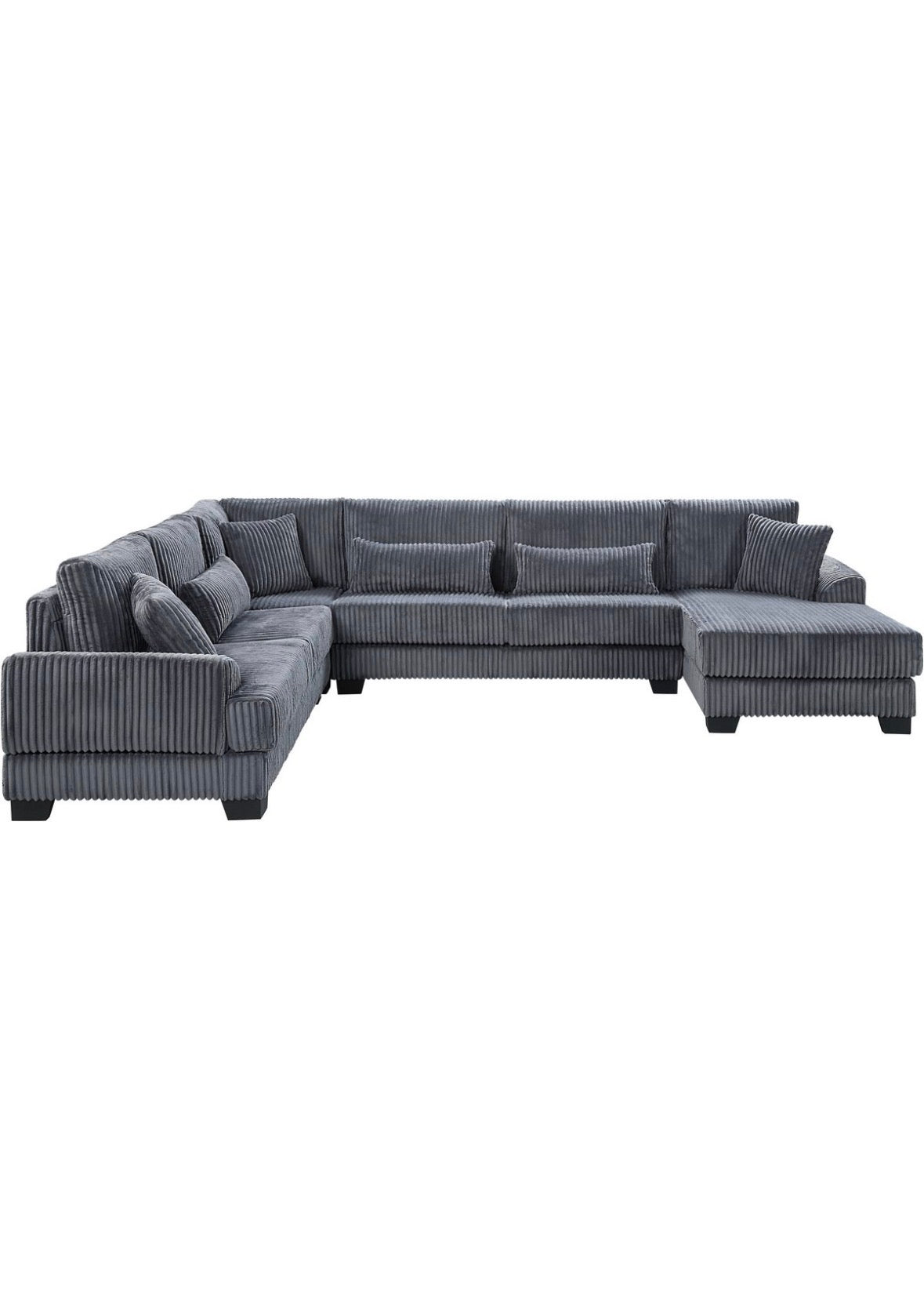 Wohnlandschaft U-Form in Breitcord Anthrazit