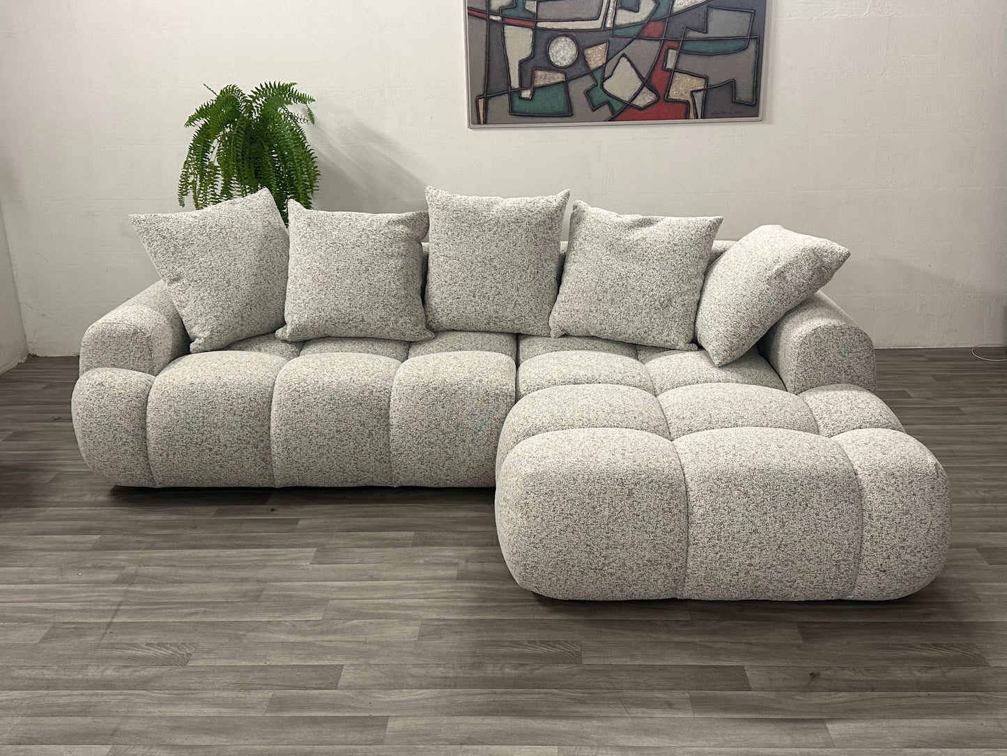 Bubble Sofa mit Schlaffunktion in Webstoff Natur