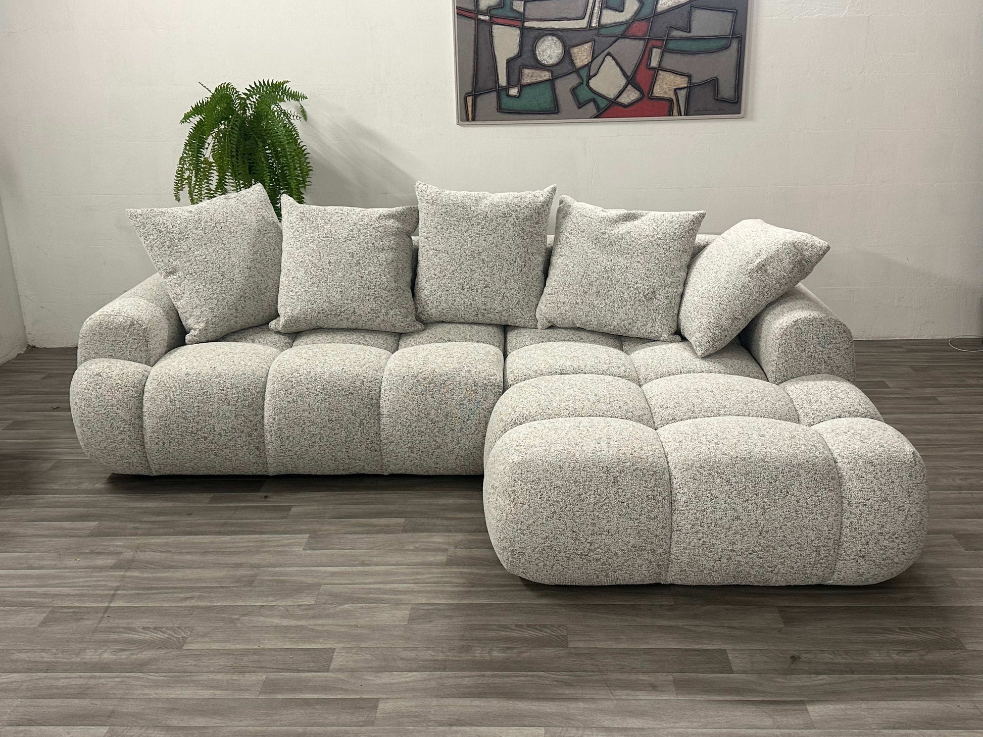 Bubble Sofa mit Schlaffunktion in Webstoff Natur