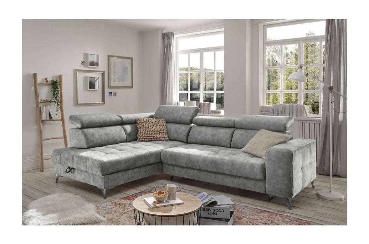 Ecksofa in Samt Grau