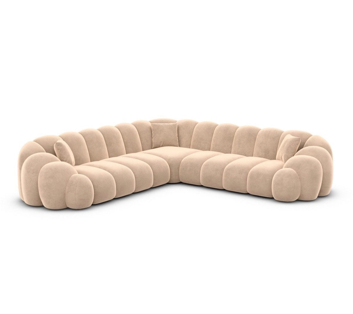 Designer Bubble Ecksofa in Samt Beige, 258 cm Breite | PolsterOase