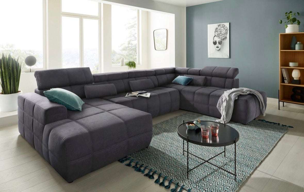Wohnlandschaft in Microfaser, 359cm Breit | PolsterOase - POLSTEROASE