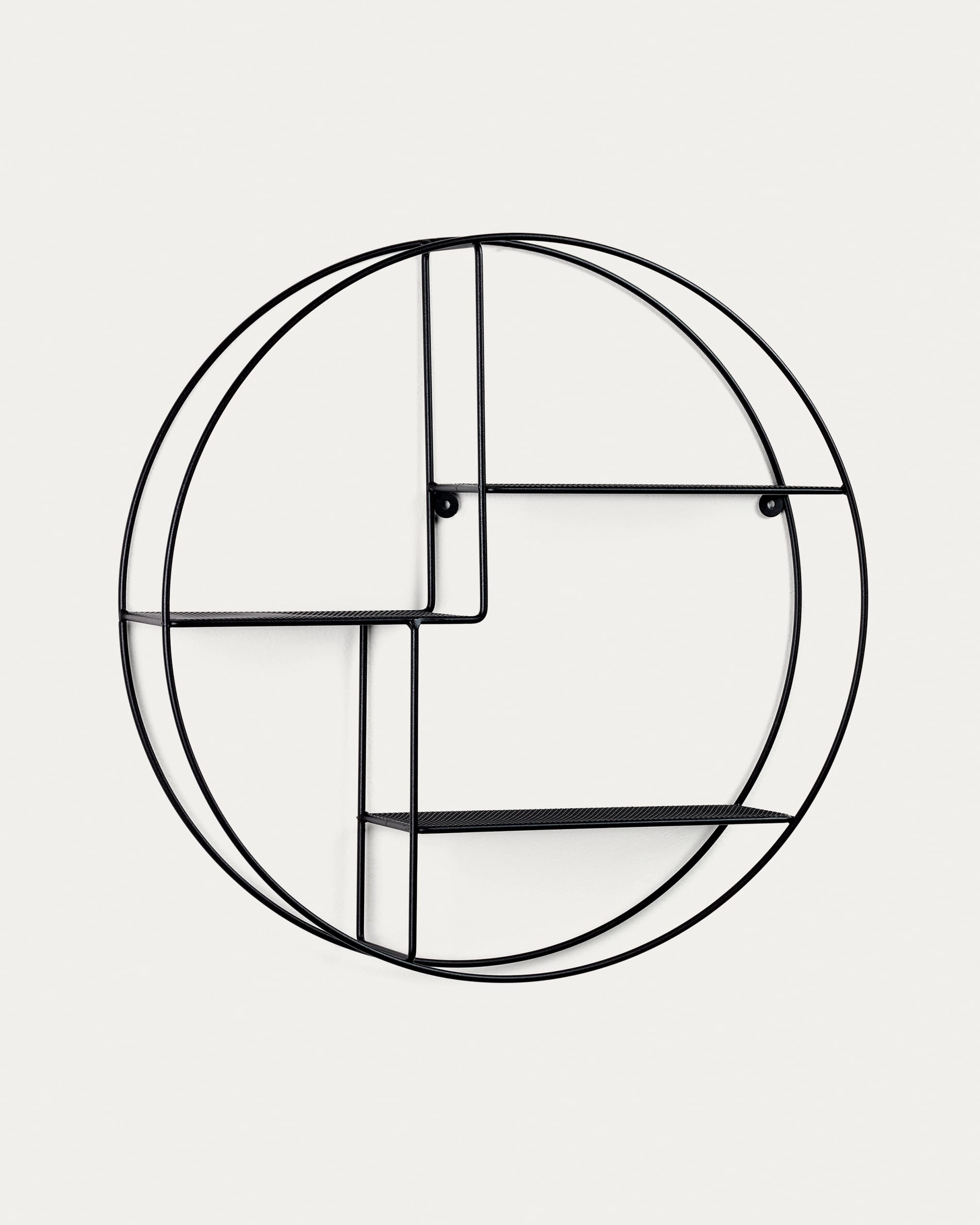 Across Wandregal Ø55 cm – Rundes Designregal aus schwarzem Stahl (Industrial Style)