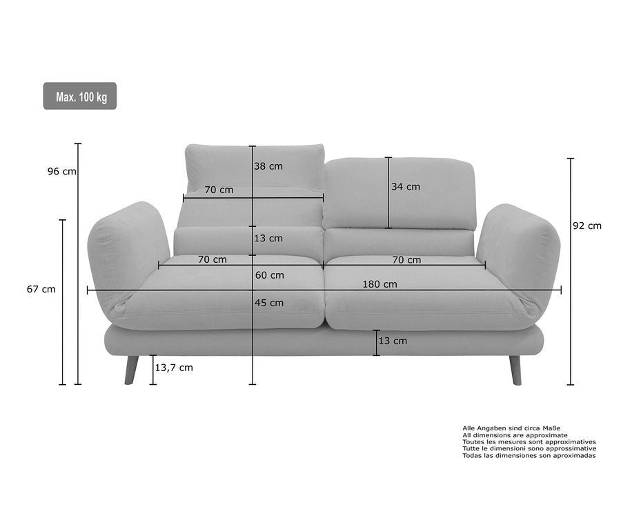 2 Sitzer mit Spinfunktion in Cord Creme - POLSTEROASE