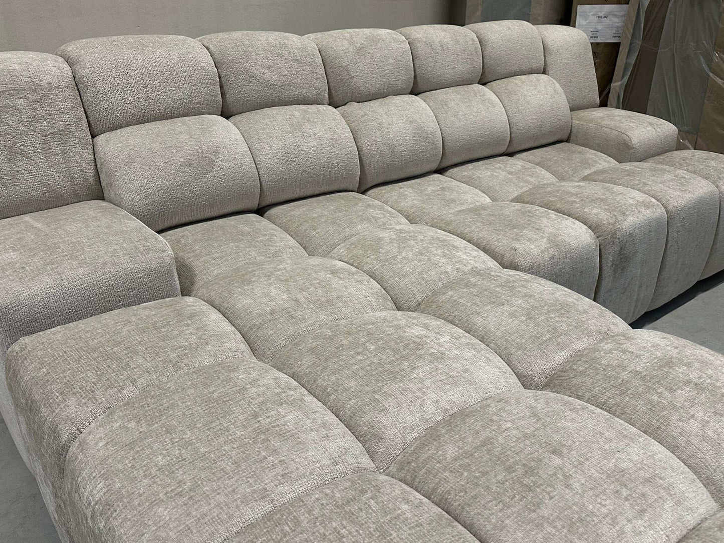 Bubble Sofa / Ecksofa in Chenille Beige - POLSTEROASE