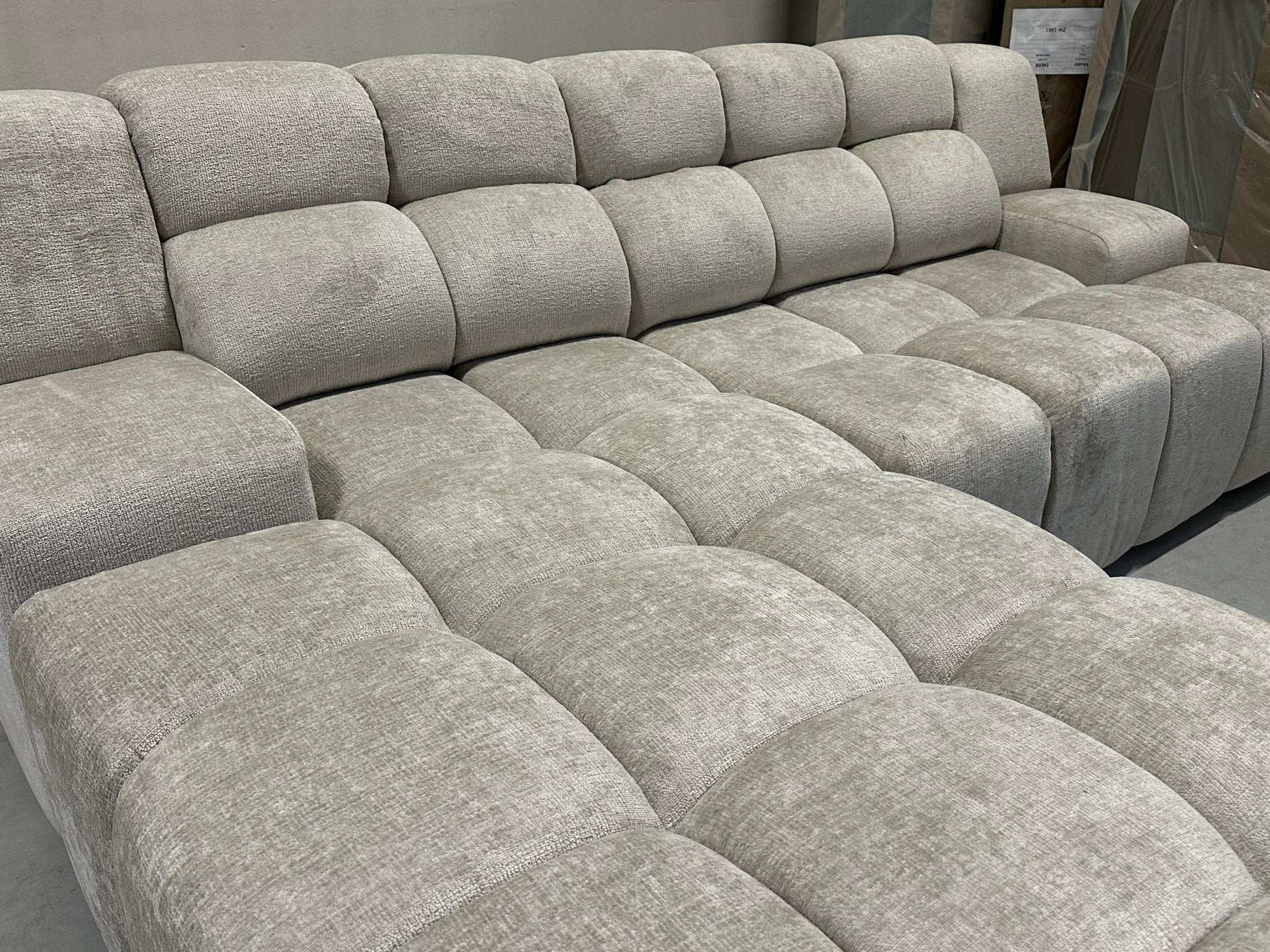 Bubble Sofa / Ecksofa in Chenille Beige - POLSTEROASE