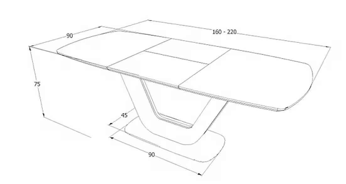 ARMELO Esstisch 160–220 cm – Design Keramiktisch ausziehbar (Marmor Weiß / Schwarz Matt)