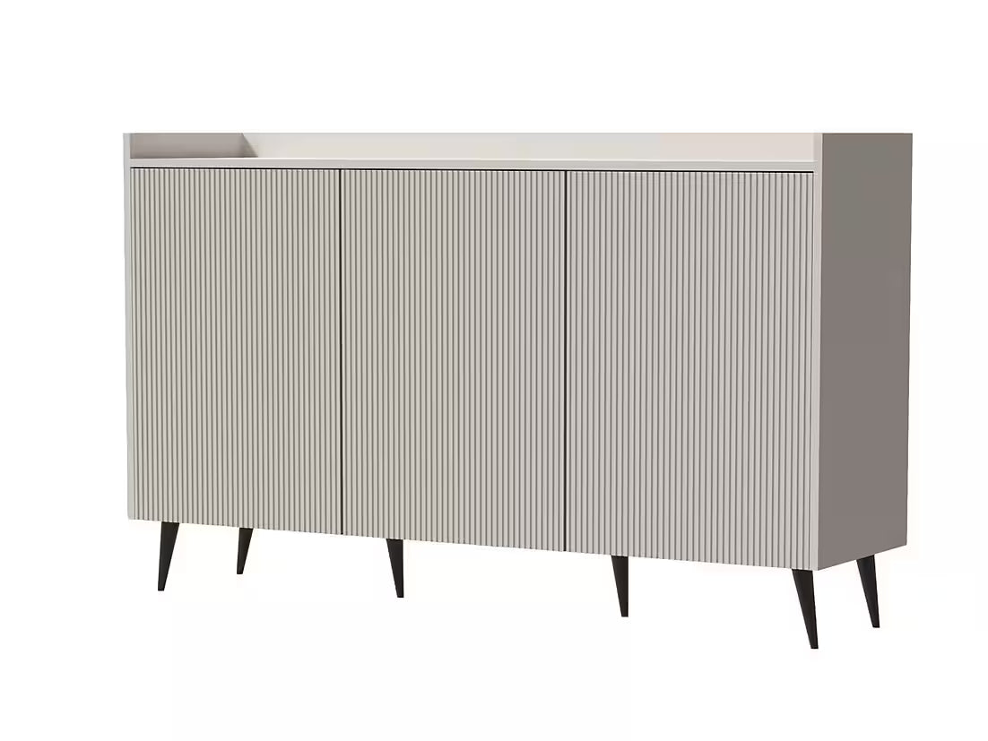 AVEN Sideboard 150 cm – Design Kommode mit 3 Türen (Kaschmir/Nussbaum)
