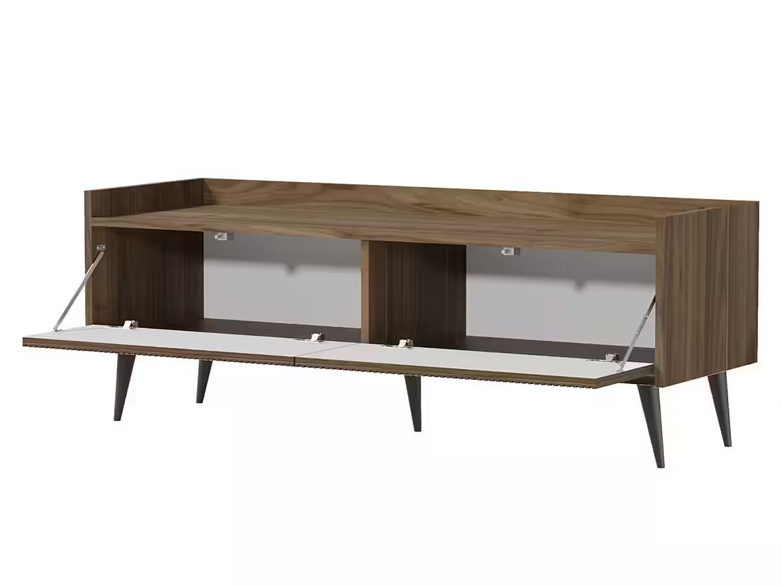 AVEN TV-Board 121 cm – Design Lowboard kompakt mit 2 Türen (Kaschmir/Nussbaum)