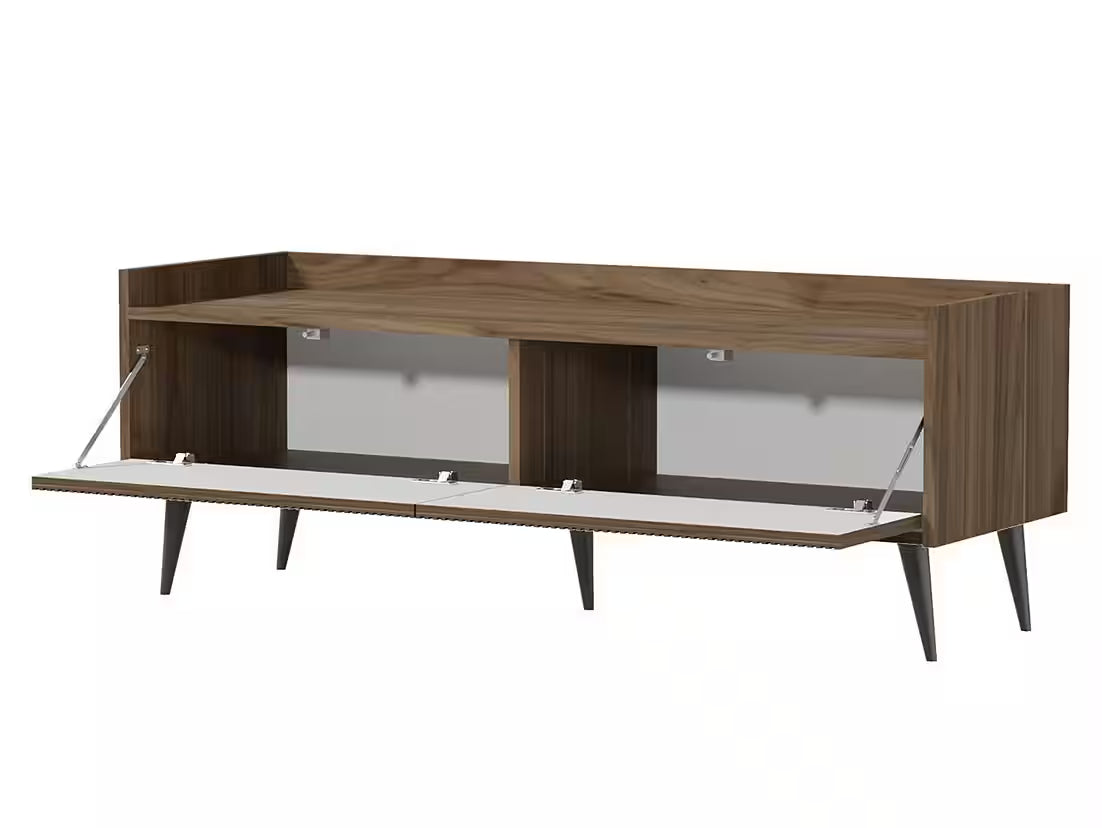 AVEN TV-Board 121 cm – Design Lowboard kompakt mit 2 Türen (Kaschmir/Nussbaum)