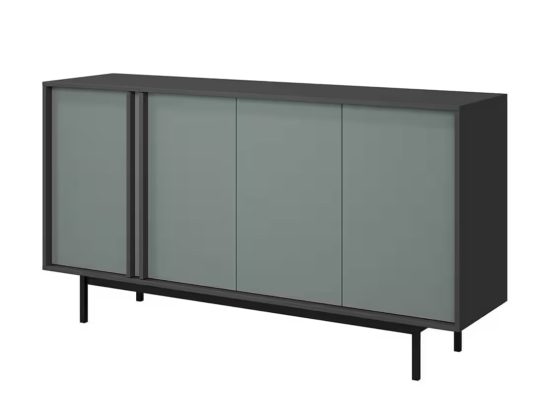 Alva Kommode 163 cm – Modernes Sideboard in Salbei mit Metallfüßen (Salbei)