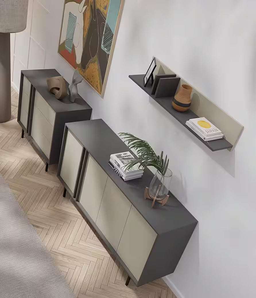 Alva TV Lowboard 163 cm – Modernes TV Möbel mit 3 Türen & Metallfüßen (Beige)