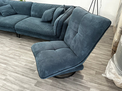 Big Sofa + Sessel / Schaukelsessel in Webstoff Blau - POLSTEROASE