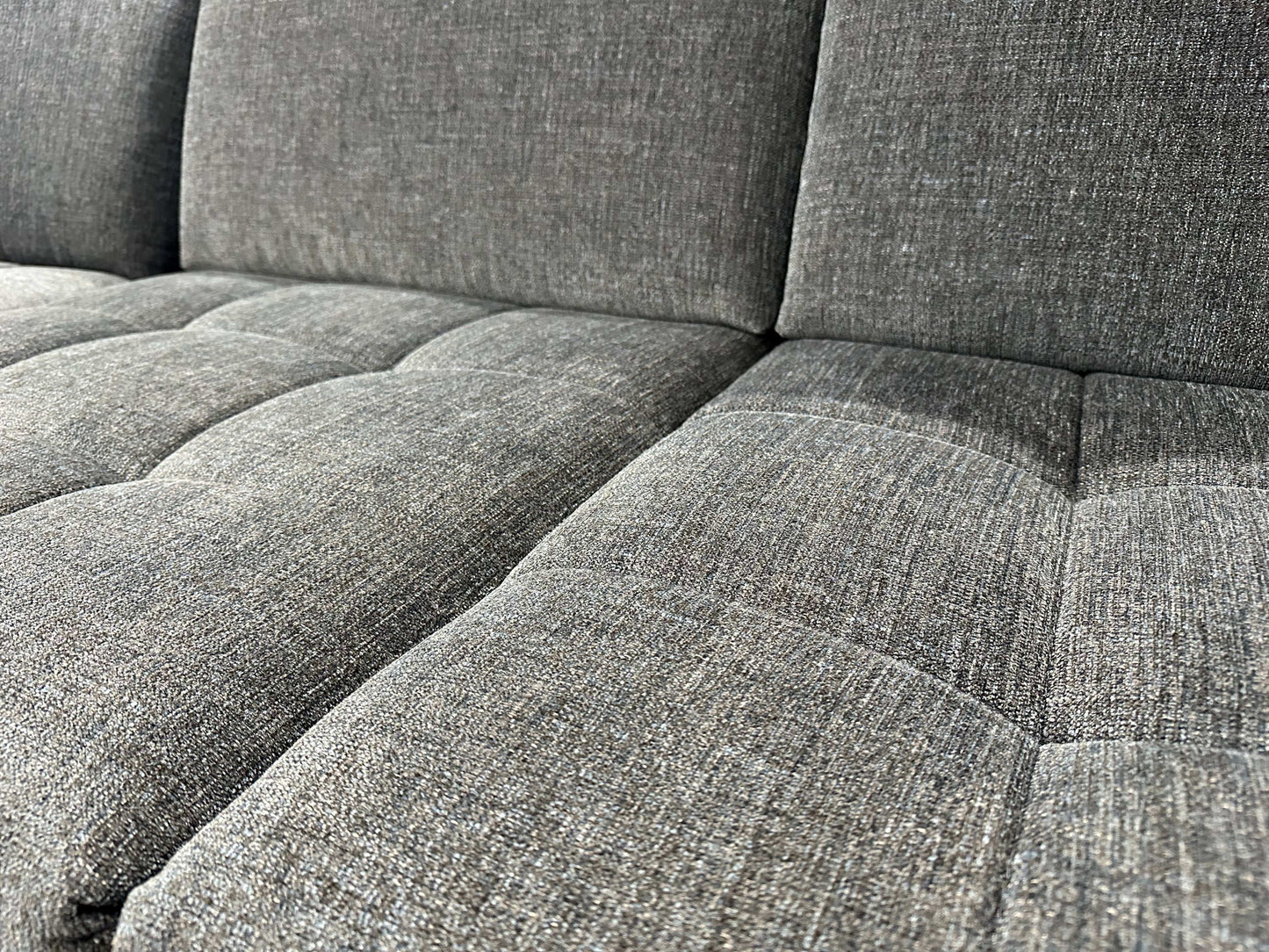 Ecksofa L-Form mit Schlaffunktion, Bettkasten + Relaxfunktion in Webstoff Blau