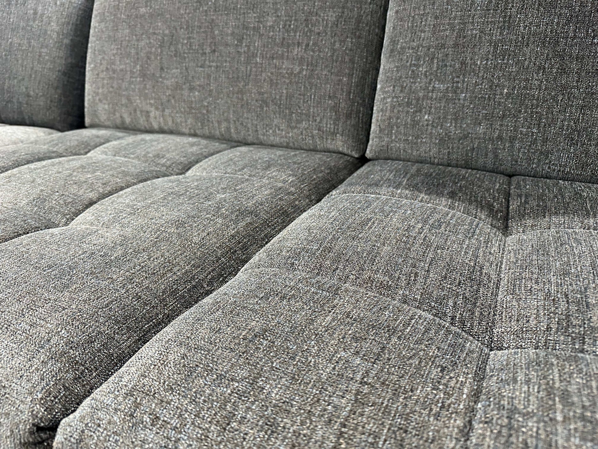 Ecksofa L-Form mit Schlaffunktion, Bettkasten + Relaxfunktion in Webstoff Blau