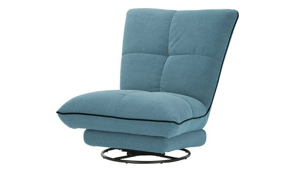 Big Sofa + Sessel / Schaukelsessel in Webstoff Blau - POLSTEROASE