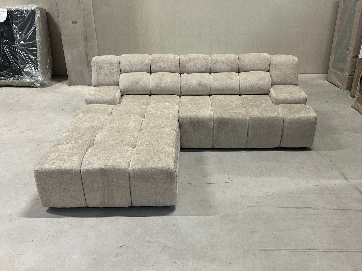 Bubble Sofa / Ecksofa in Chenille Beige - POLSTEROASE