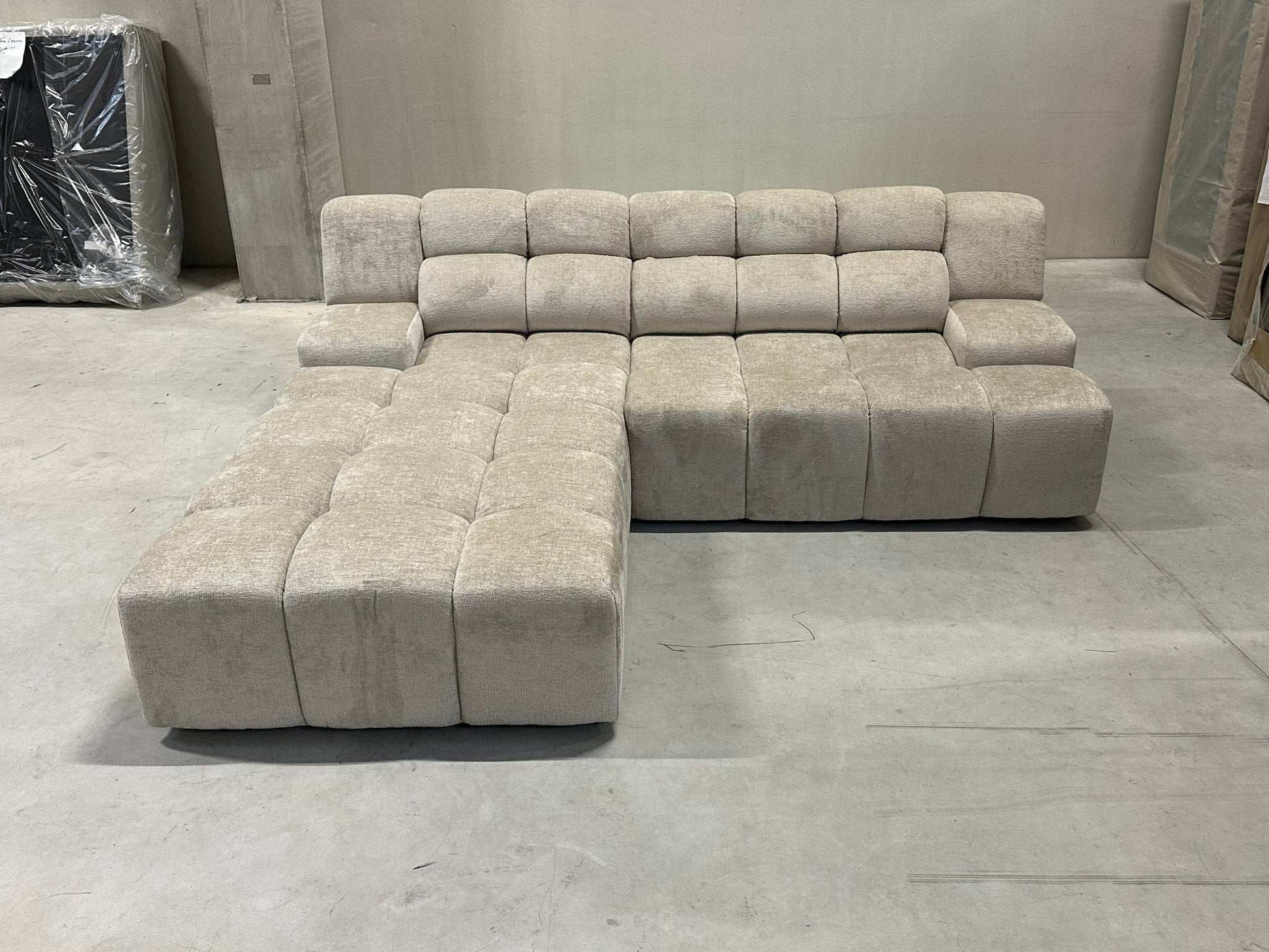 Bubble Sofa / Ecksofa in Chenille Beige - POLSTEROASE