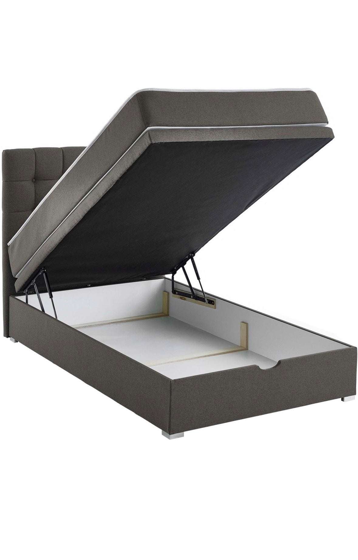 Boxbett 120x200cm mit Taschen - Federkernmatratze in Dunkelgrau - POLSTEROASE