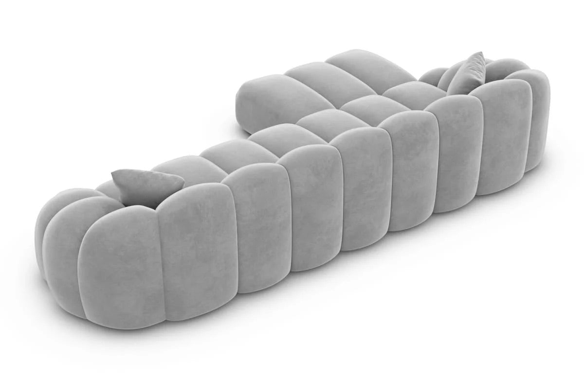 Bubble Sofa in Samt Grau, 299 cm Breite