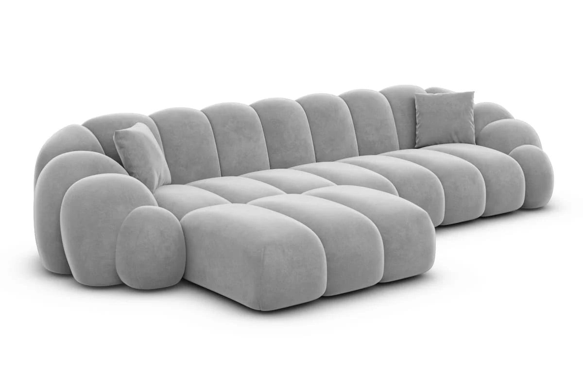 Bubble Sofa in Samt Grau, 299 cm Breite