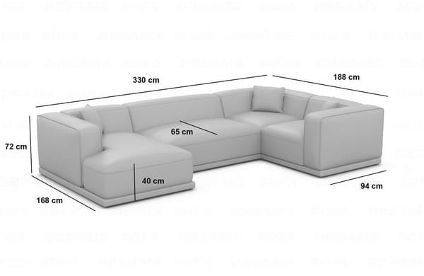 Wohnlandschaft in Struktur Beige, 330 cm Breite