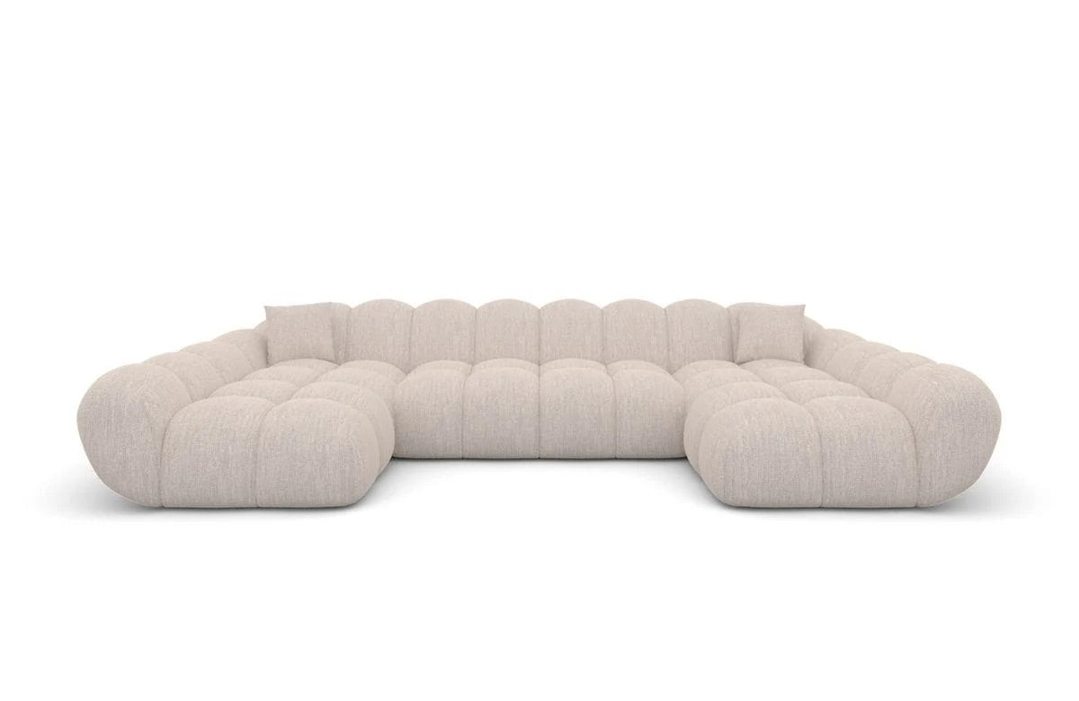 Bubble Sofa Wohnlandschaft in Struktur Beige, 330 cm Breite