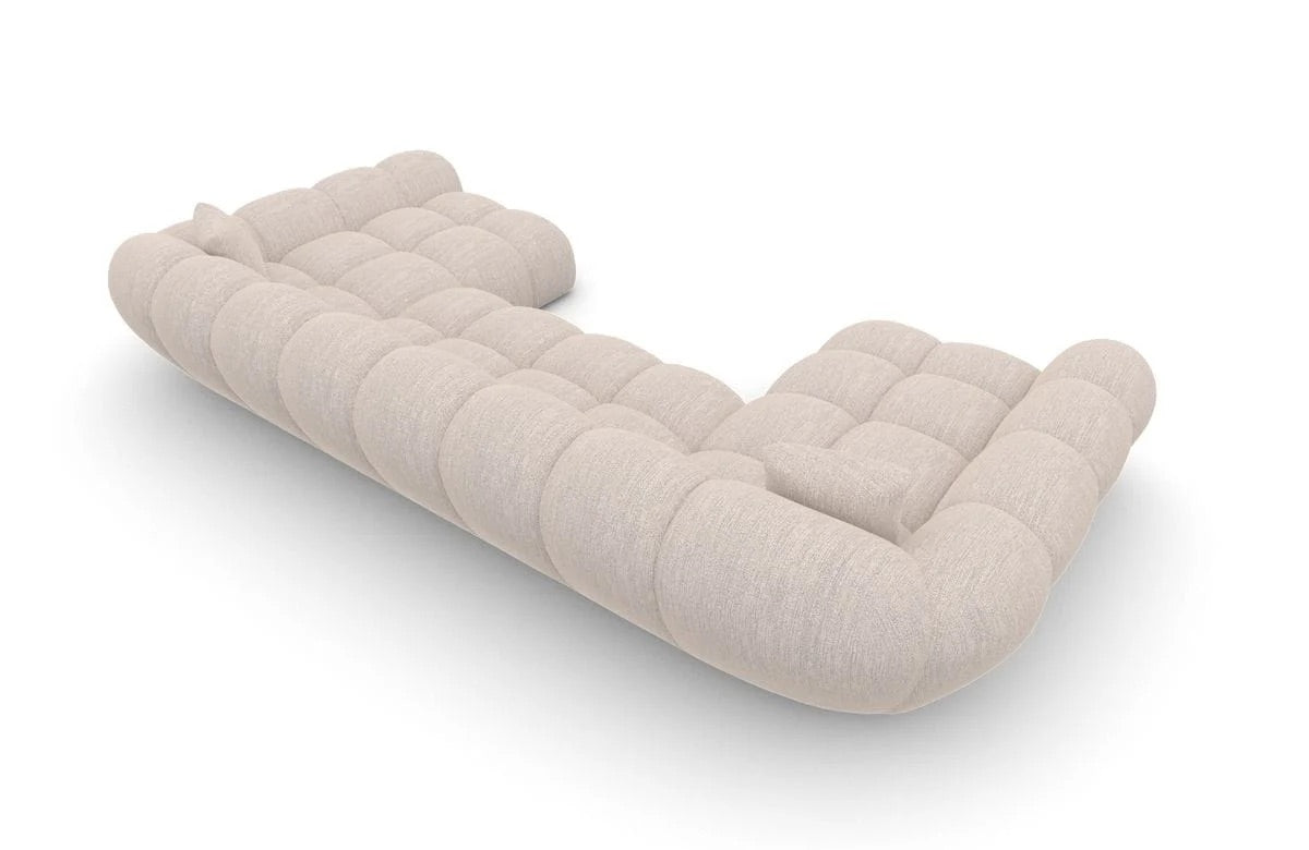 Bubble Sofa Wohnlandschaft in Struktur Beige, 330 cm Breite