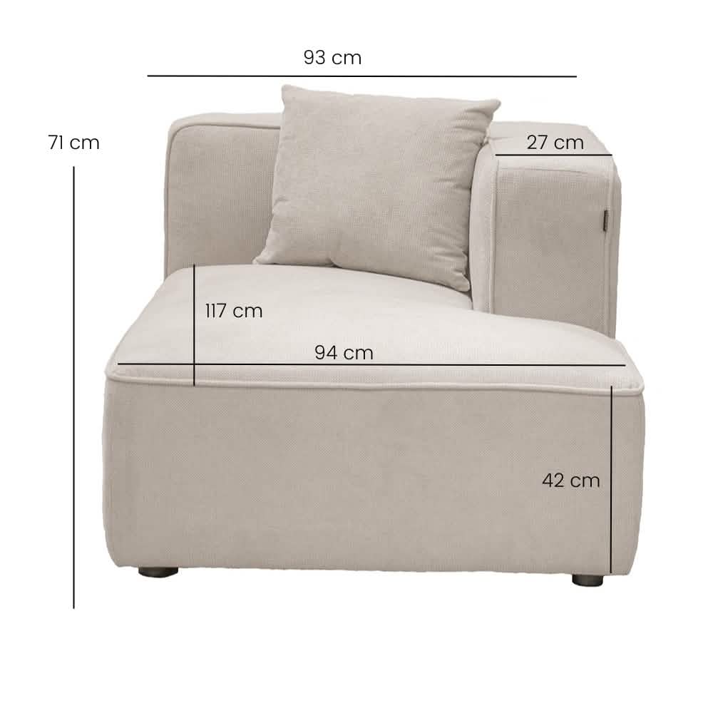 Benne Chaiselonge Modul Rechts in Beige, 95x144 cm | PolsterOase