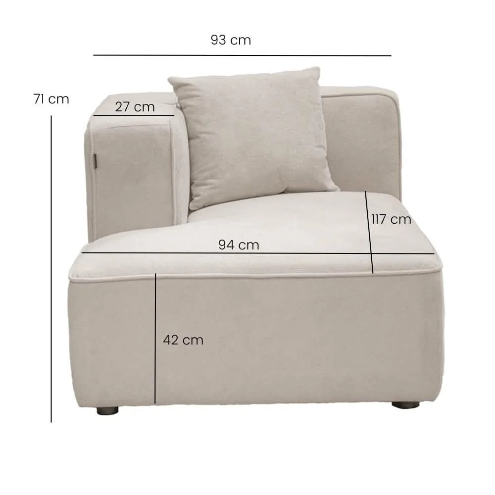 Benne Chaiselonge Modul Links in Beige, 95x144 cm | PolsterOase