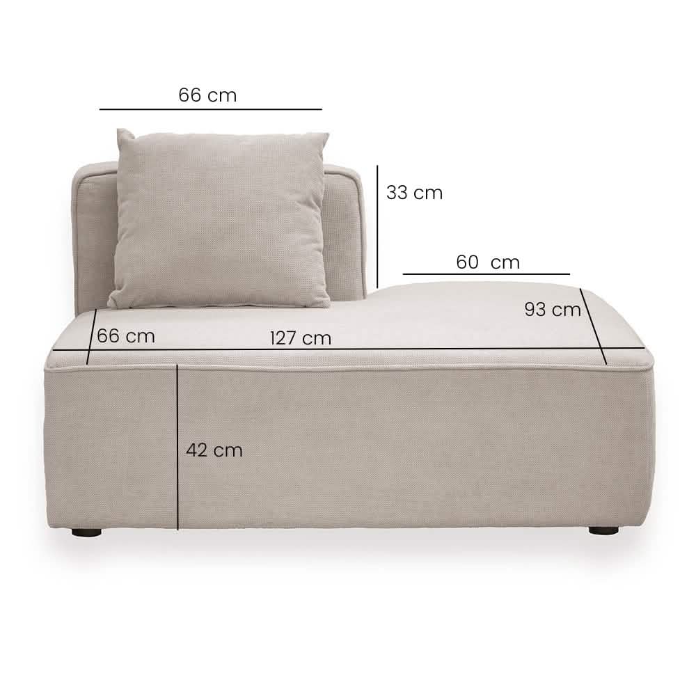 Benne offenes Modul Rechts in Beige, 127 cm Breite | PolsterOase