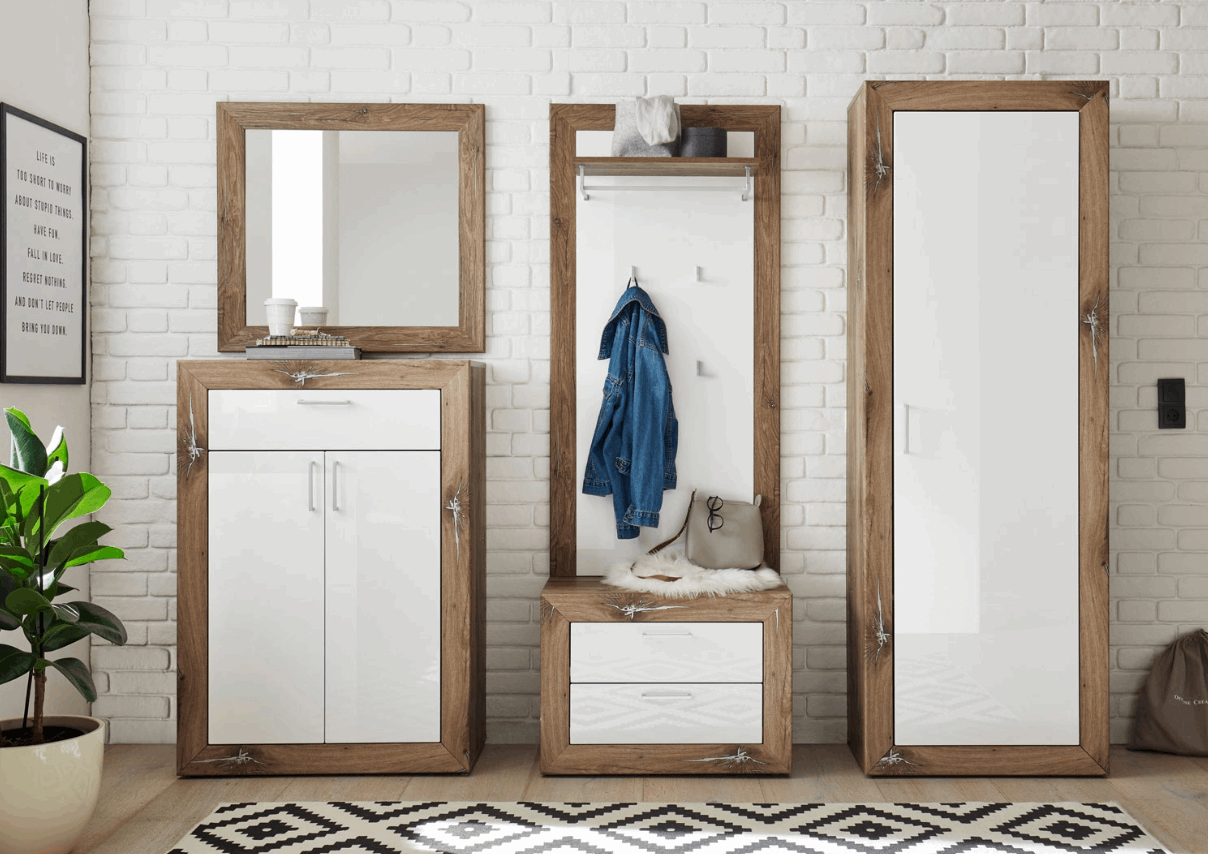 Garderobenbank in hochwertigem Flagstaff-Eichen-Dekor