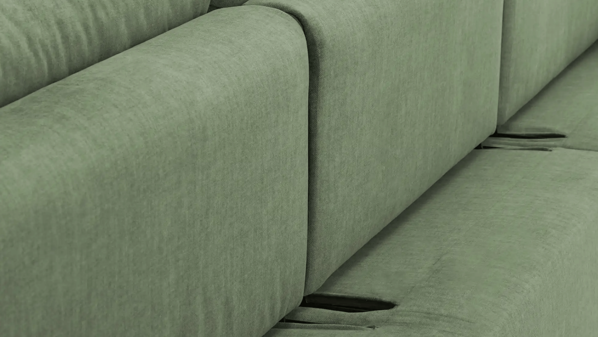 Ecksofa L - Form in Samt Grün - POLSTEROASE