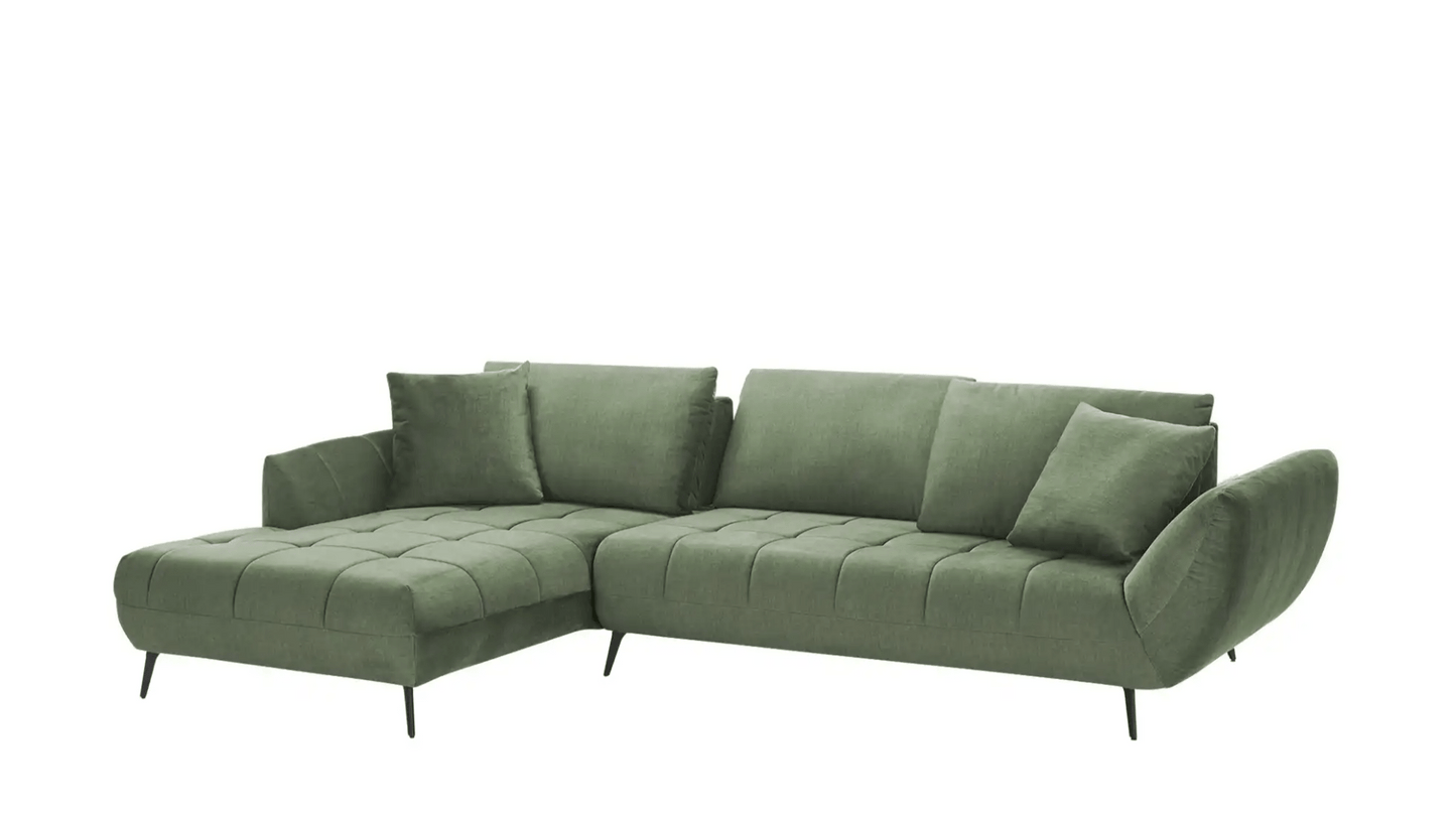 Ecksofa L - Form in Samt Grün - POLSTEROASE