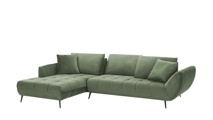 Ecksofa L - Form in Samt Grün - POLSTEROASE