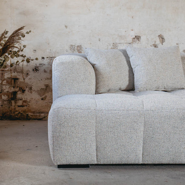 Bora Ecksofa (links) in Bouclé Weiß, 240 cm Breite | PolsterOase