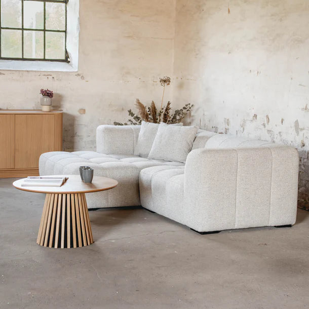 Bora Ecksofa (links) in Bouclé Weiß, 240 cm Breite | PolsterOase