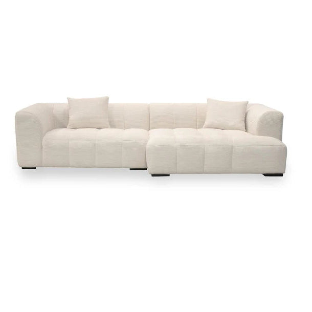 Bora Ecksofa (rechts) in Breitcord Beige, 304 cm Breite | PolsterOase